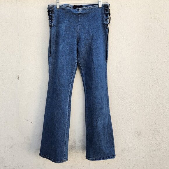 Vintage Y2K LEI Low RIse Lace Up Flare Jeans - Picture 3 of 9